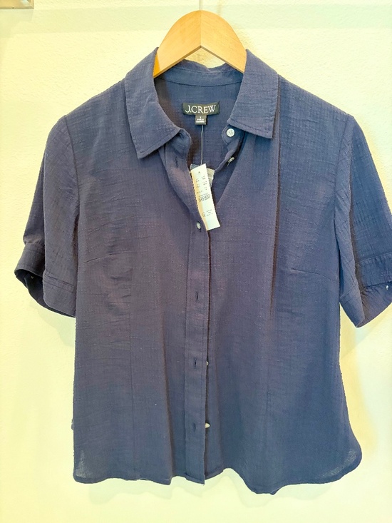 J. Crew Tops - J Crew Short Sleeved Blouse NWT -Navy Blue